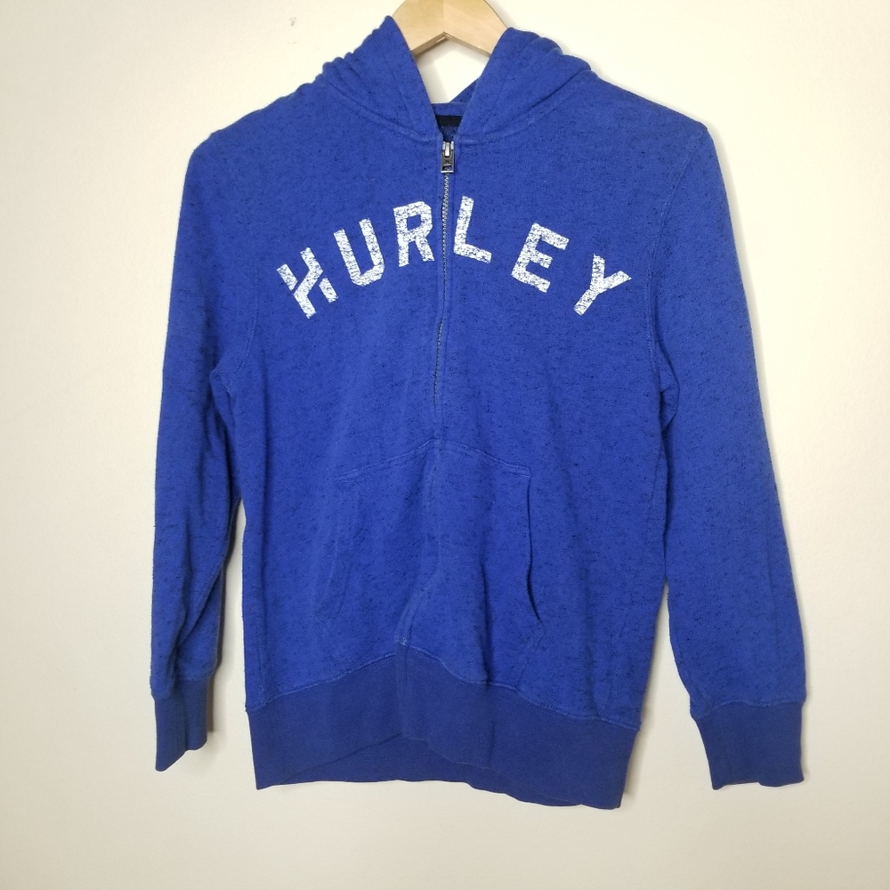 Hurley Kids Full Zip Up Blue Hoodie Sz L - Picture 1 of 8